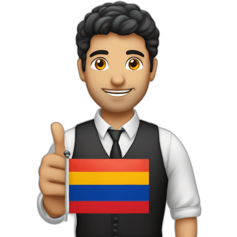 Armenian guy with flag of germany at the hand emoji