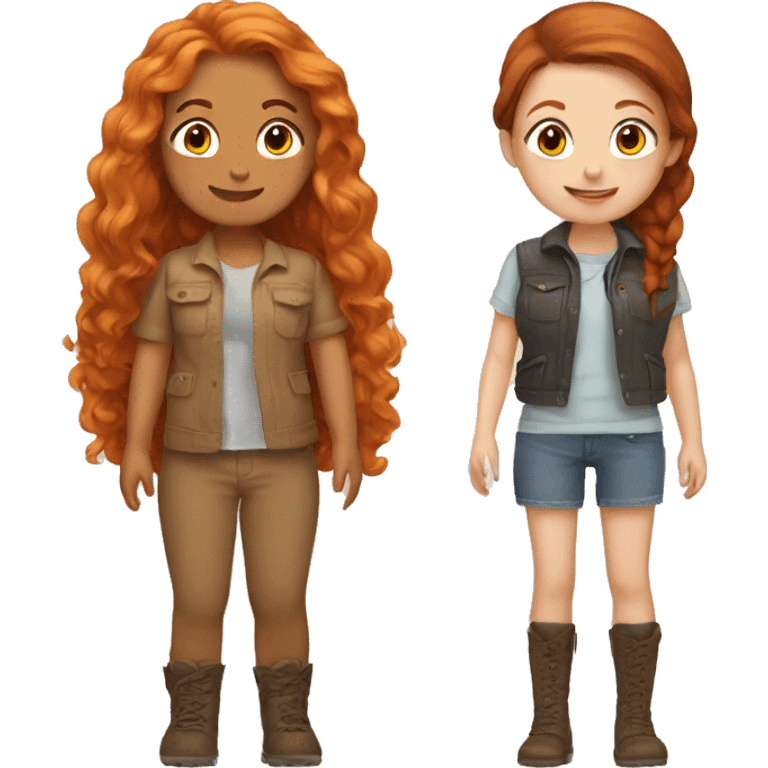 Best friends ginger girl and brunette girl emoji