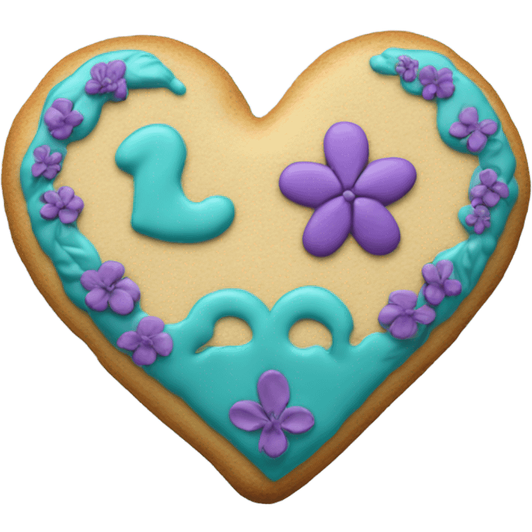 Teal purple Cookie heart with ohana emoji