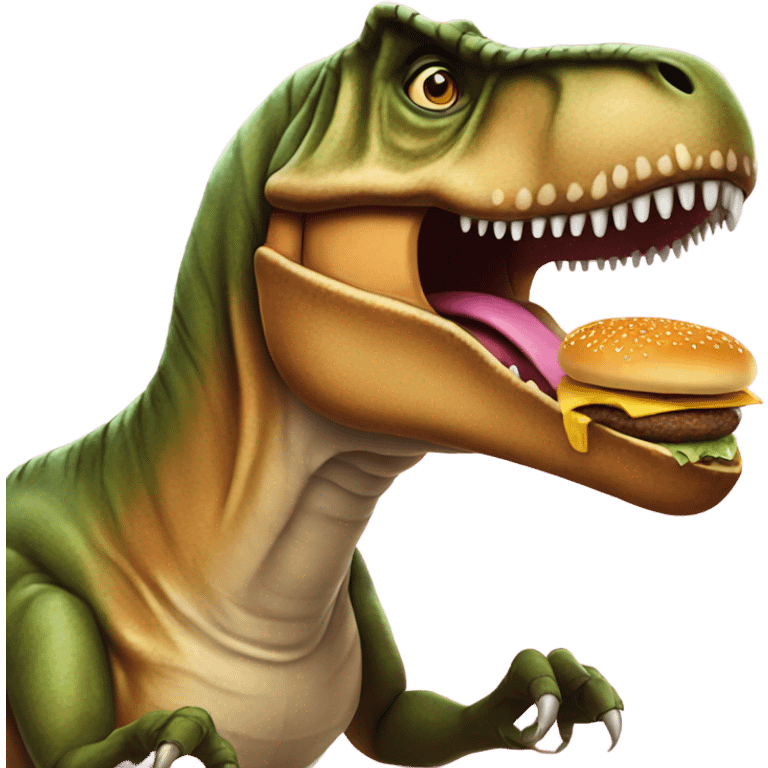 T-rex eating cheeseburger emoji