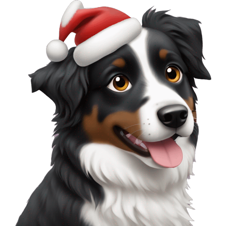 Small black australian shepherd dog Christmas tree emoji