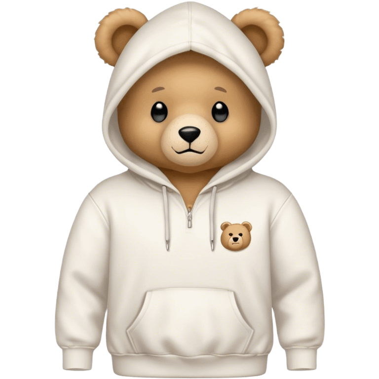 White hoodie with teddy bear icon emoji