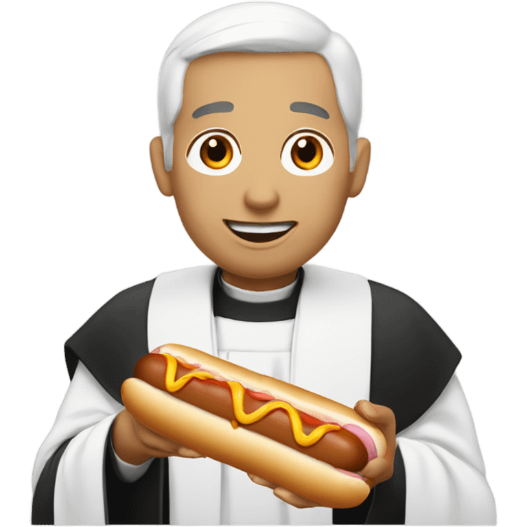 Priest eating a hot dog emoji