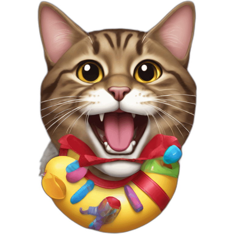 California spangled Cat with toys in the mouth emoji