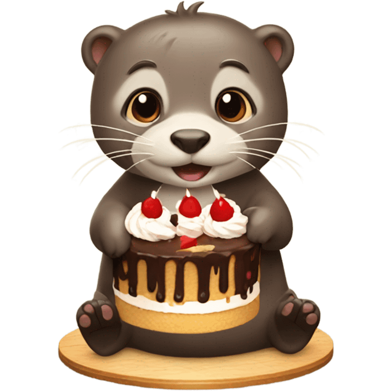 Otter with a birthday cake emoji