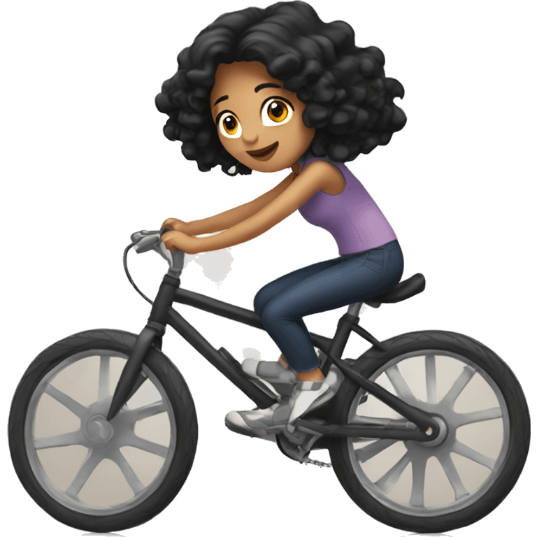 Girl with black hair riding bike  emoji