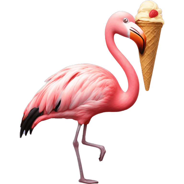 Flamingo eating ice cream in the Bahamas emoji