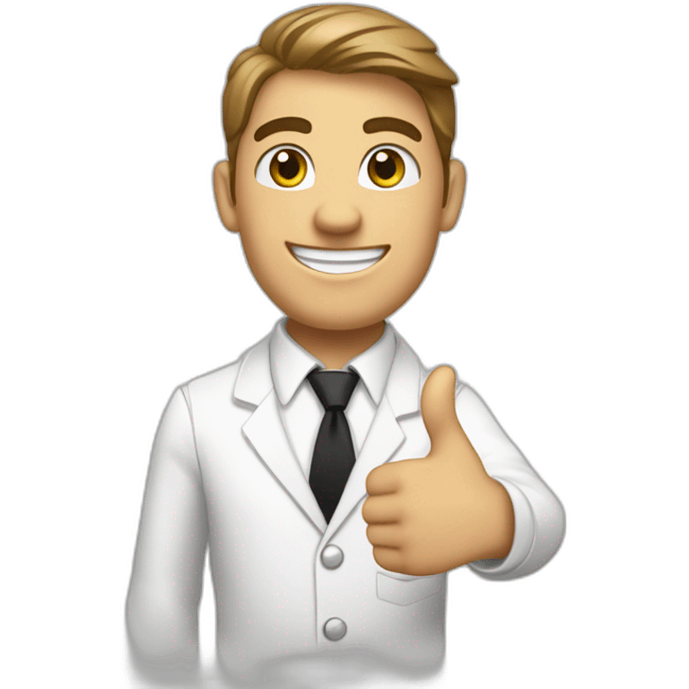 mormon missionary in a white shirt and tie with a black tag doing a thumbs up emoji