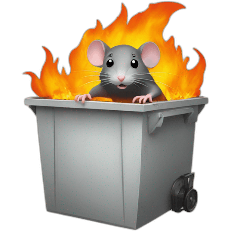 rat inside of dumpster fire emoji