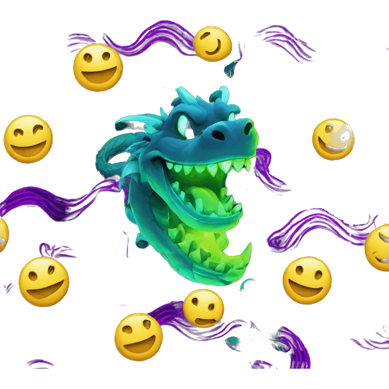  smiley face, dragon, neon emoji