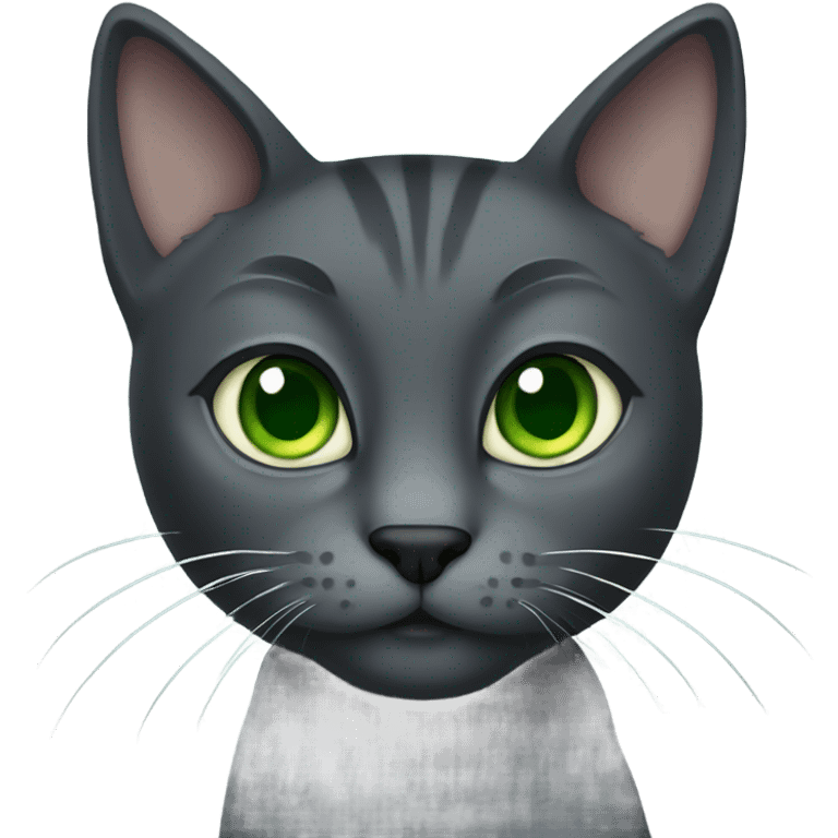 Dark gray cat green eyes emoji