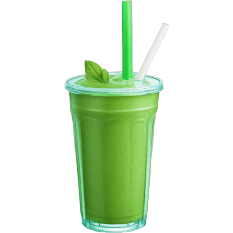 Green smoothie with glass straw emoji