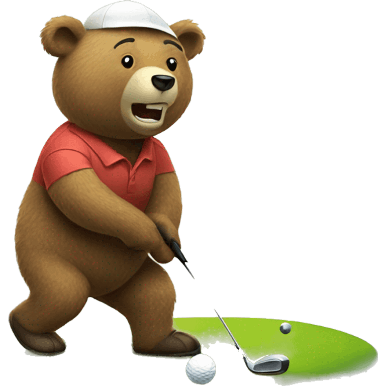 Bear golfing emoji