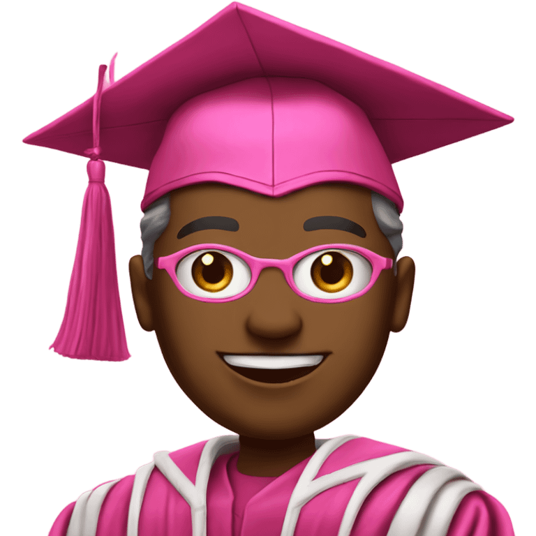 superhero (must be a superhero) in a pink graduation hat and pink academic regalia emoji