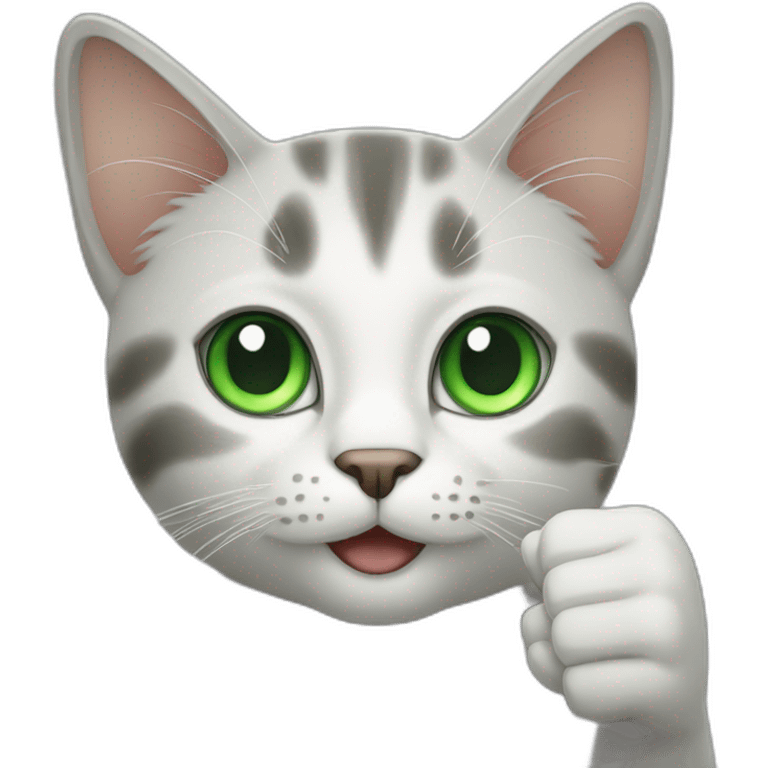 cat with green eyes thumbs up emoji