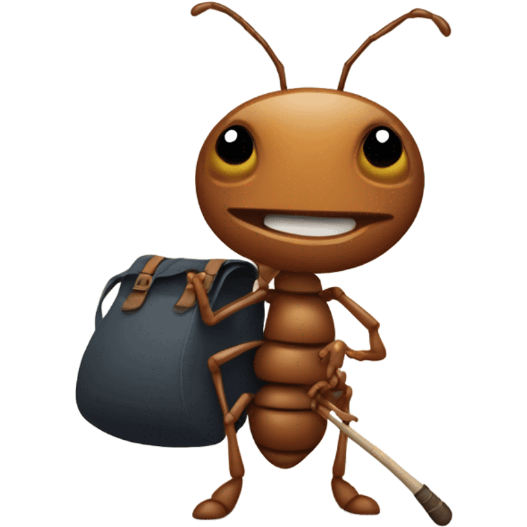 ant running away from home with a stick bag emoji