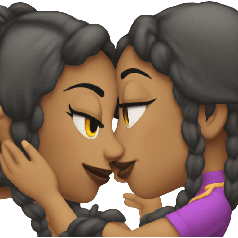 Two lesbian girls kiss on the tekhno party  emoji