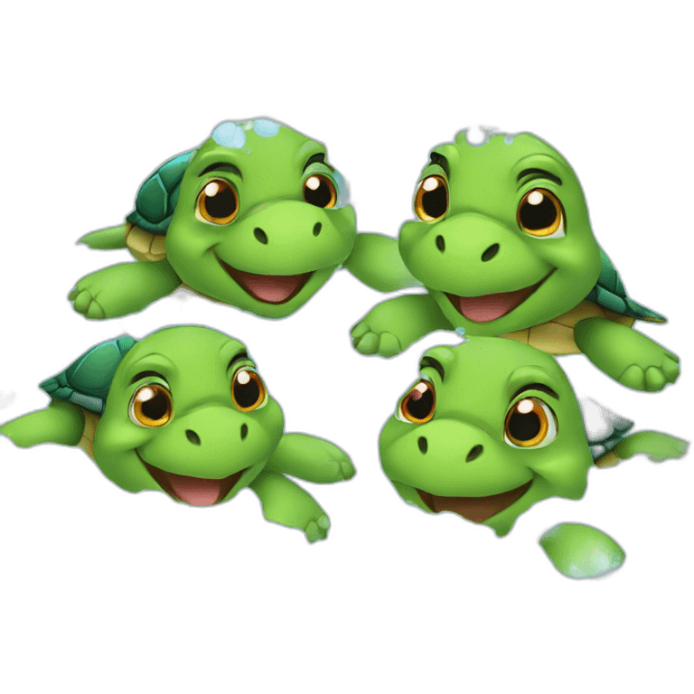 four turtles in a bubble bath emoji