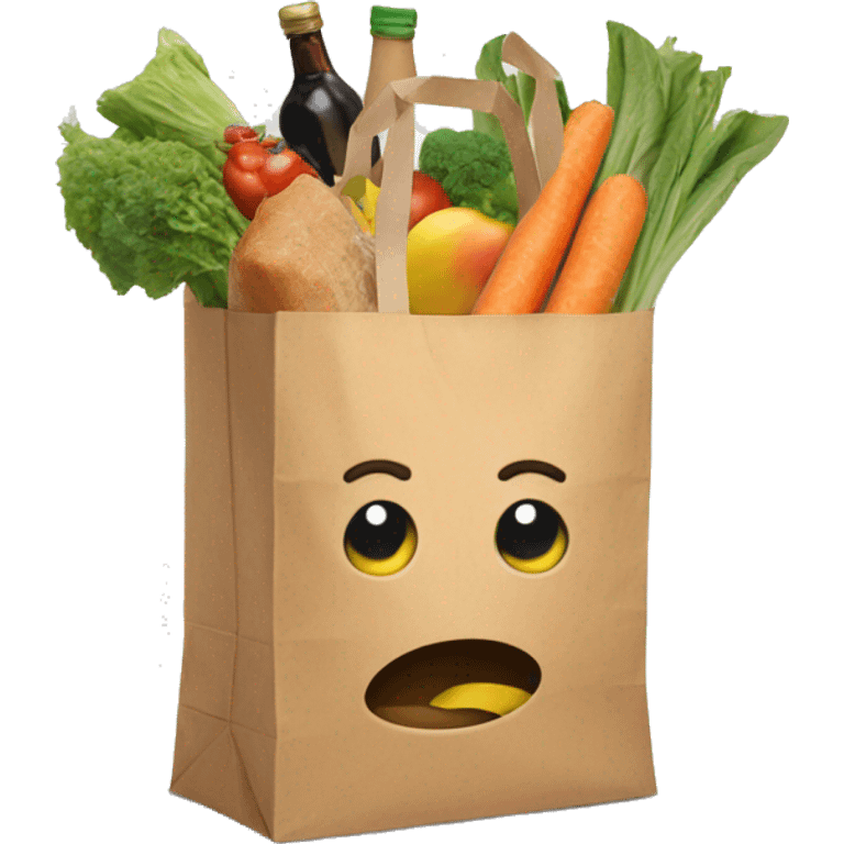 Paper grocery bag full of groceries emoji