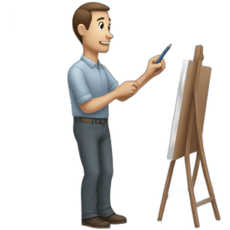 Man writing on a marker board emoji