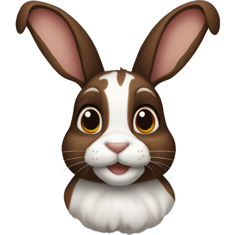 Brown and black harlequin rabbit emoji