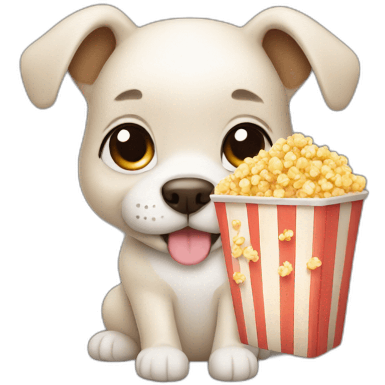 cute dog with popcorn emoji