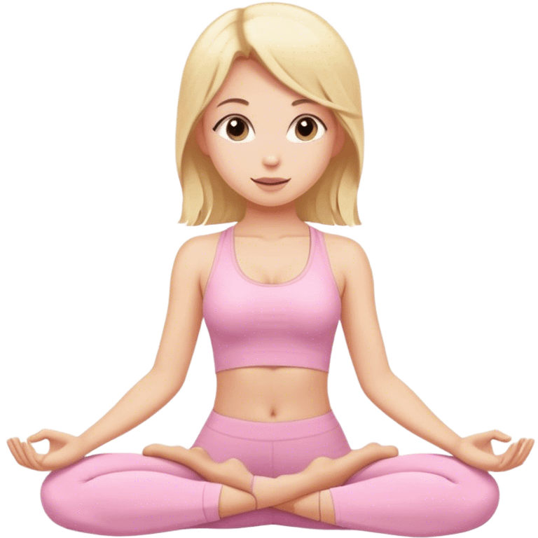 blonde yoga girl light pink clothes n emoji