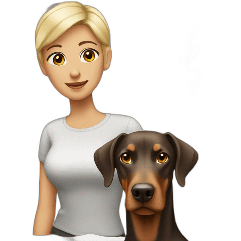 Rubia con doberman emoji