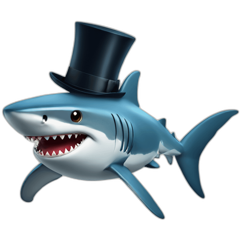 Shark with a top hat emoji