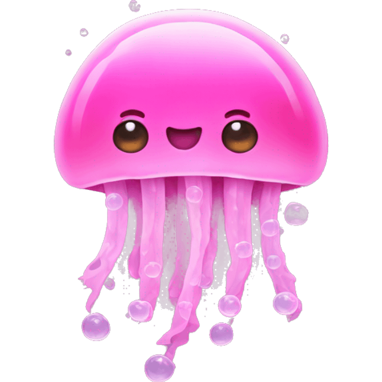 Pink jellyfish with bubbles emoji