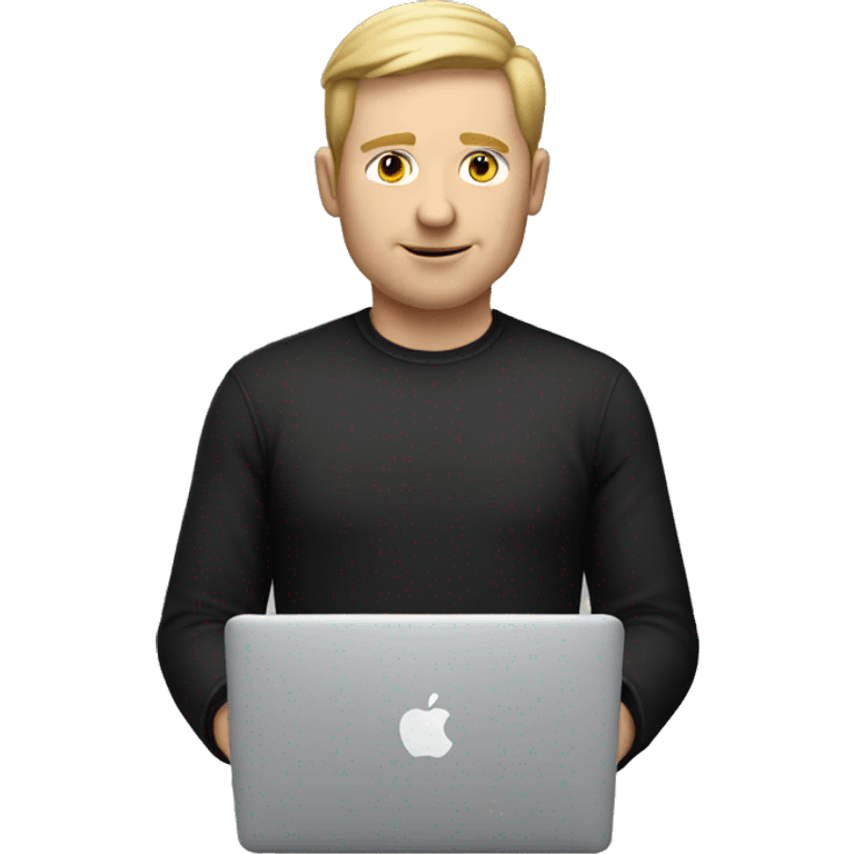 white man with MacBook Air black shirt emoji