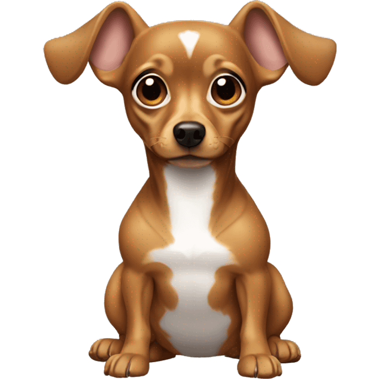 brown chiweenie with small ears in ghost costume emoji