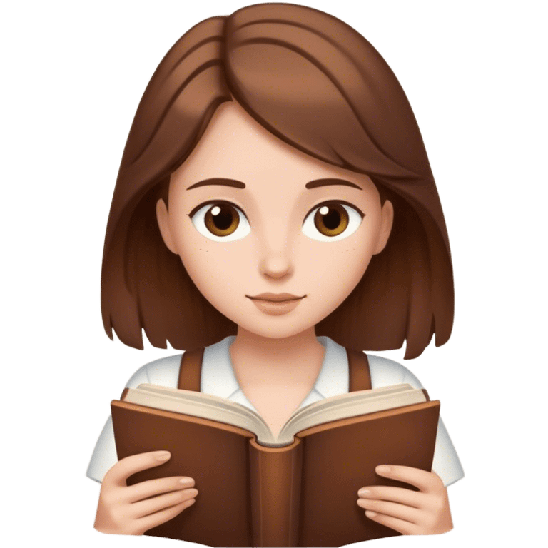 brown haired girl reading a book emoji