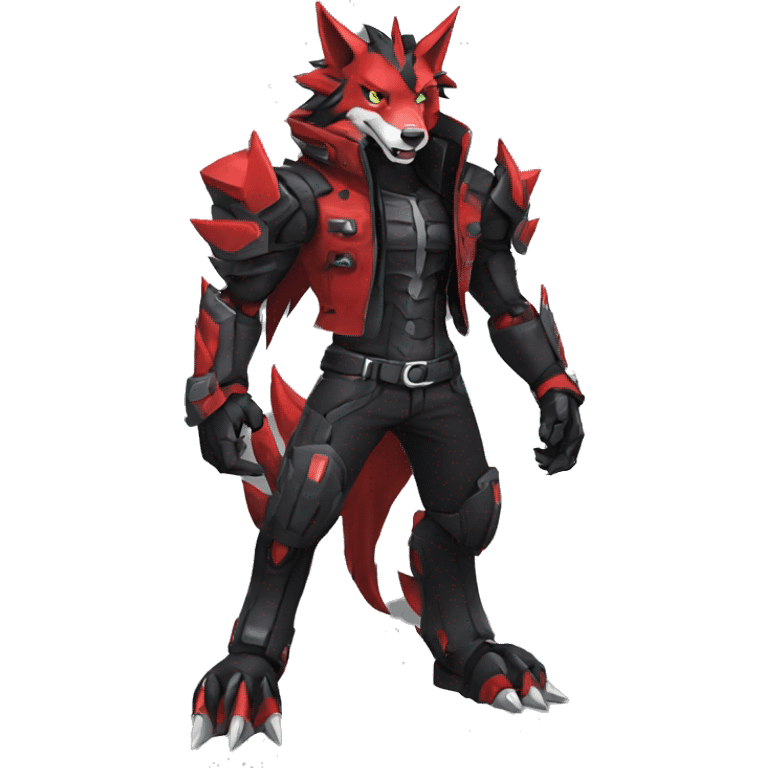  Cool Edgy Black Red Digimon-Fakemon-Garurumon-Loogamon-Wolf full body emoji