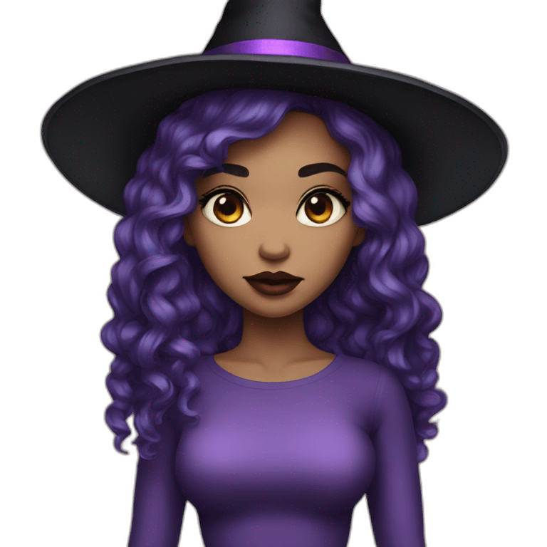 girl-light skin-purple eyes-witch-black hair-big lips emoji