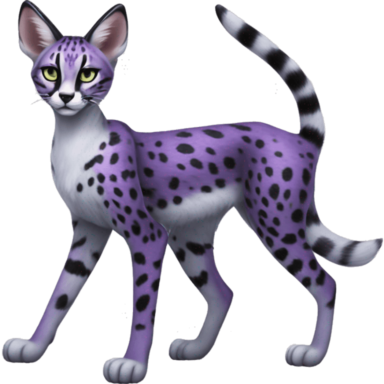 Epic Edgy Black Purple White ethereal Serval-Fionbri full body emoji