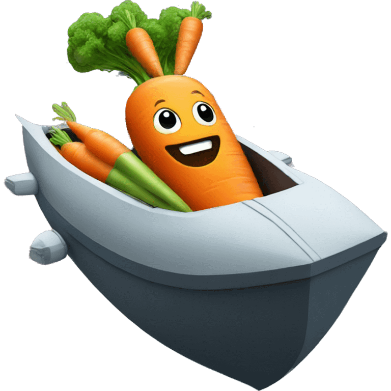 I want carrot inside a boat flying in space  emoji