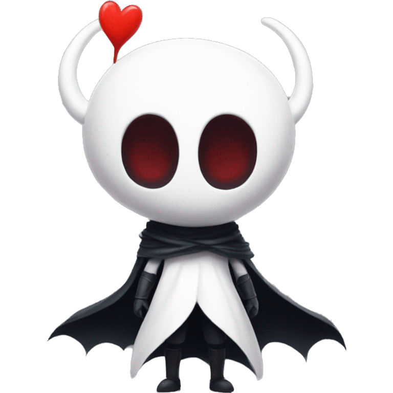 Hollow knight main character with big head and with big red heart emoji