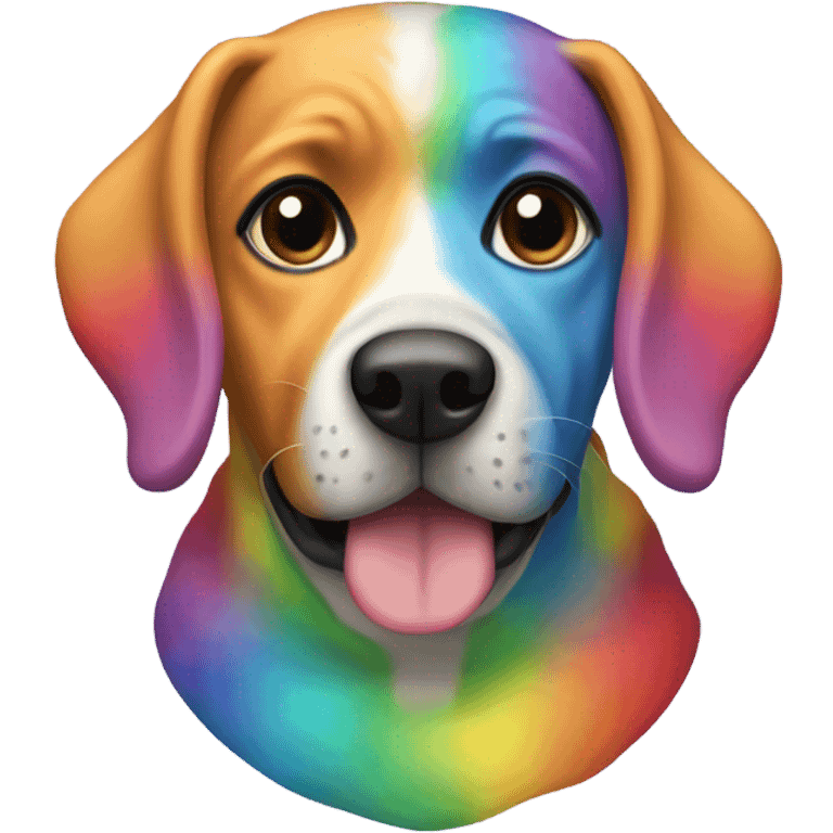 Dog wearing rainbow sweatshirt emoji