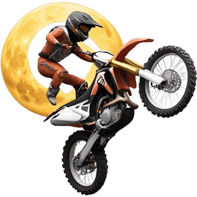 Motocross rider jumping over the moon emoji