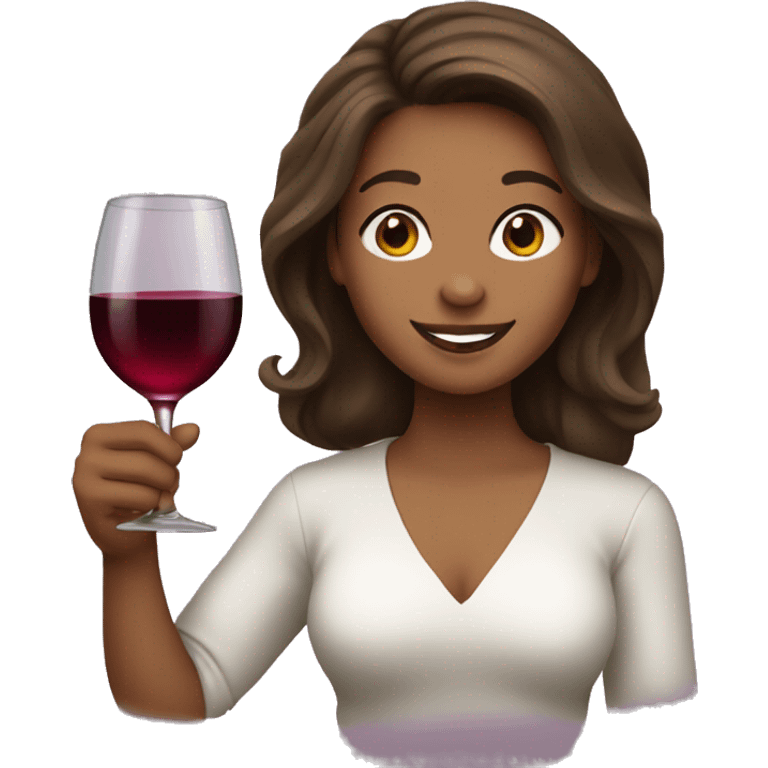 Brown hair girl with cheers wine emoji