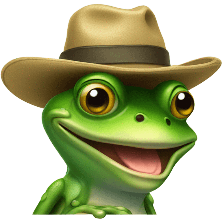 A frog with gun and hat emoji