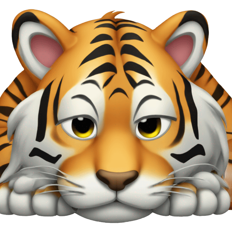 exhausted tiger sleeping lying down emoji