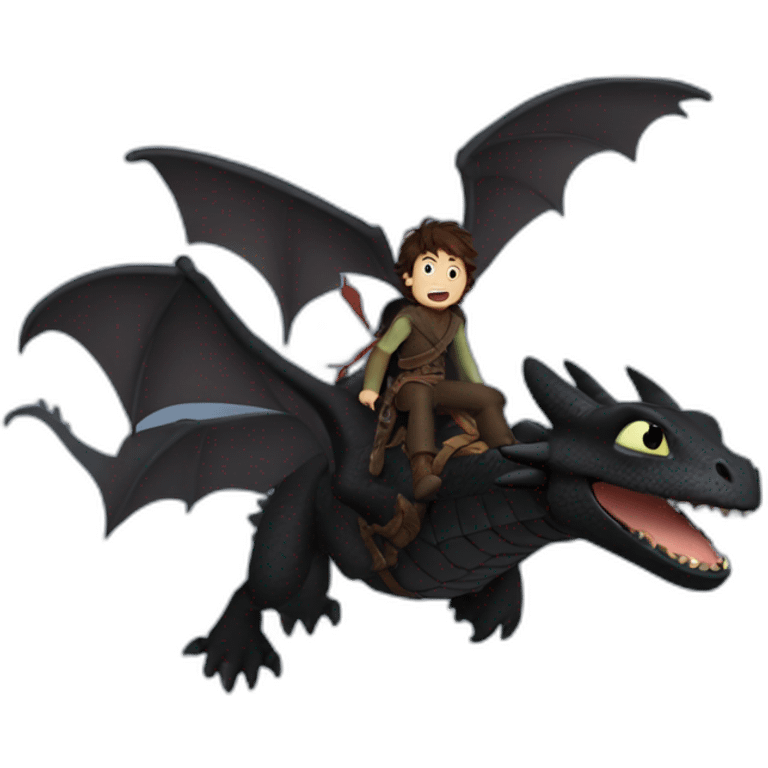 Hiccup flying on a dragon toothless emoji