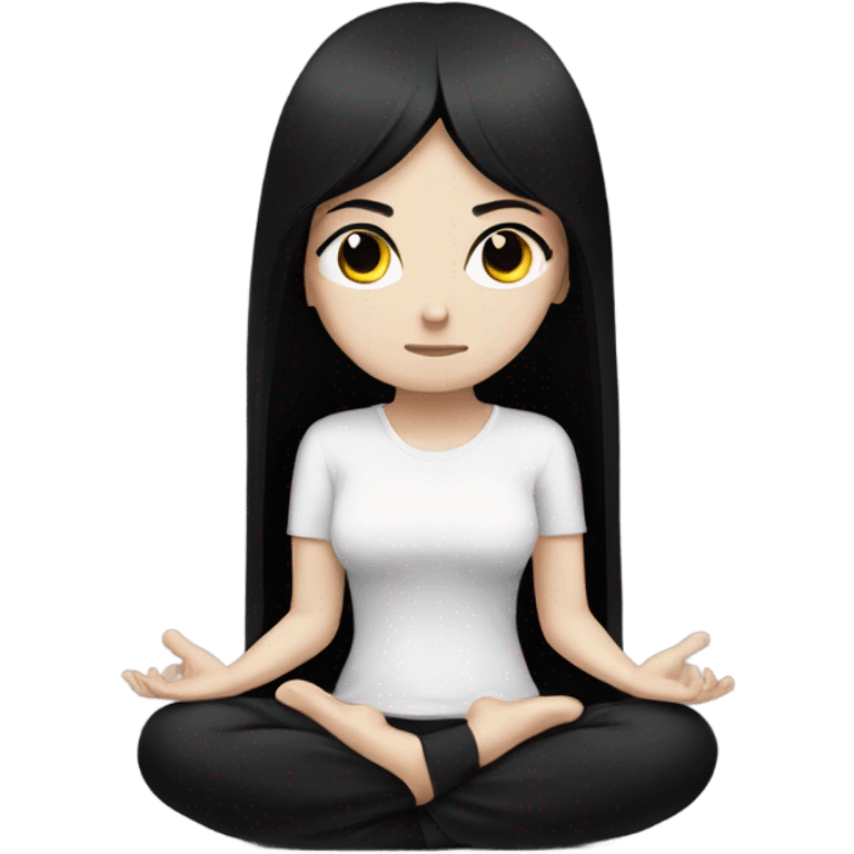 goth white girl and black hair meditating emoji