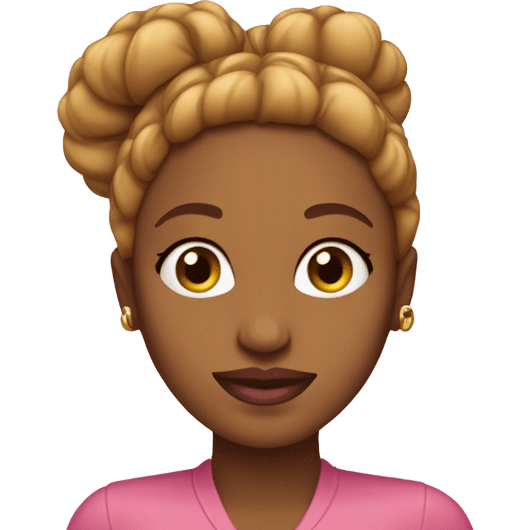 Caramel-Woman-big-bun-pink-lips-Community manager  emoji