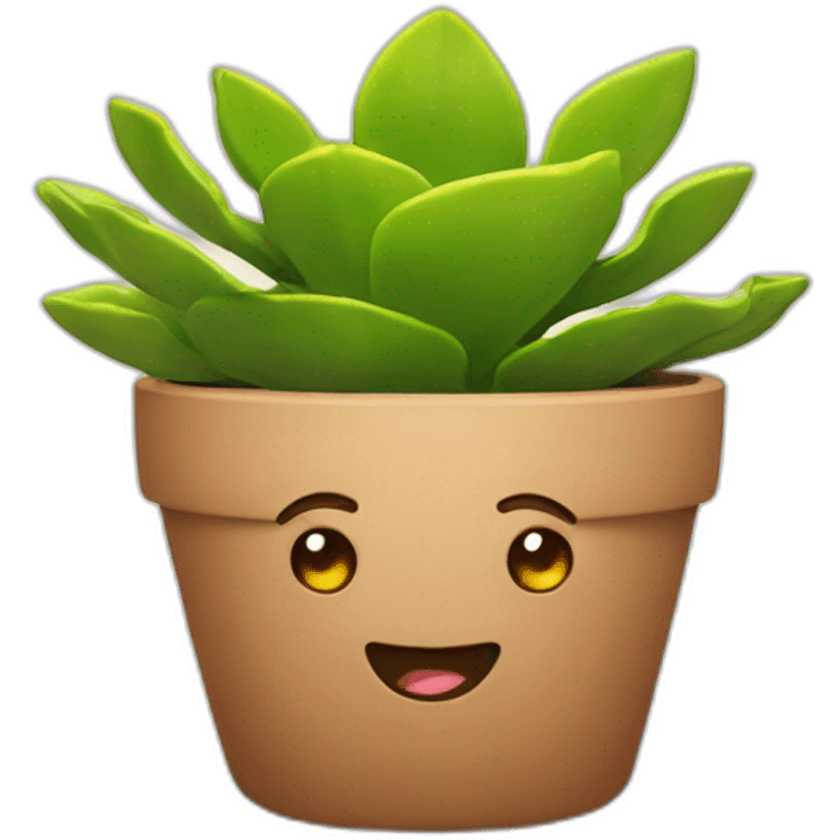 succulent in a pot with a face emoji