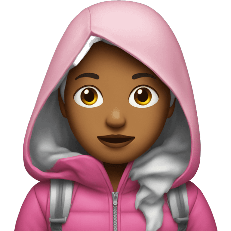 Cold girl with a pink jacket on emoji