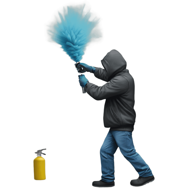 Man spraying graffiti emoji