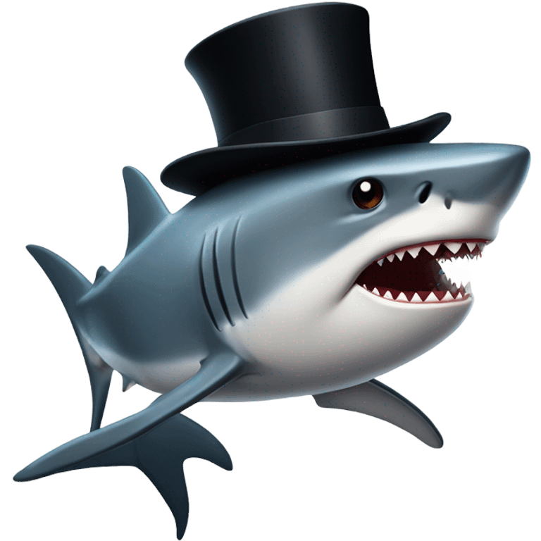 Shark with a top hat emoji